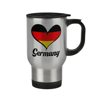 Germany flag, Stainless steel travel mug with lid, double wall 450ml