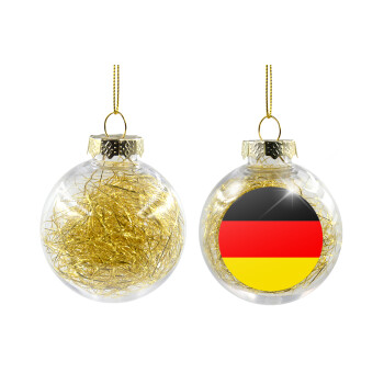 Germany flag, Χριστουγεννιάτικη μπάλα δένδρου διάφανη με χρυσό γέμισμα 8cm