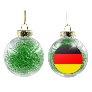 Germany flag, Χριστουγεννιάτικη μπάλα δένδρου διάφανη με πράσινο γέμισμα 8cm