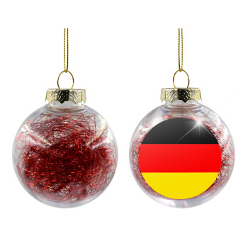 Germany flag, Χριστουγεννιάτικη μπάλα δένδρου διάφανη με κόκκινο γέμισμα 8cm