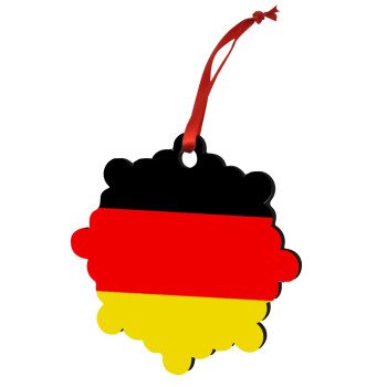 Germany flag, Χριστουγεννιάτικο στολίδι snowflake ξύλινο 7.5cm