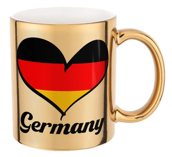 Germany flag — Κούπα κεραμική, χρυσή καθρέπτης, 330ml