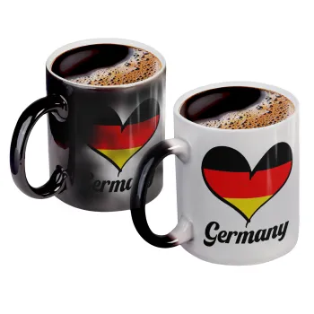 Germany flag, Color changing magic Mug, ceramic, 330ml when adding hot liquid inside, the black colour desappears (1 pcs)