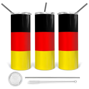 Germany flag, Tumbler stainless steel 600ml, with metal straw & cleaning brush