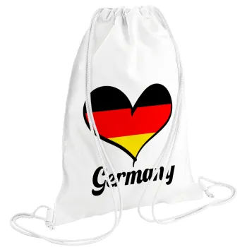 Germany flag, Τσάντα πλάτης πουγκί GYMBAG λευκή (28x40cm)