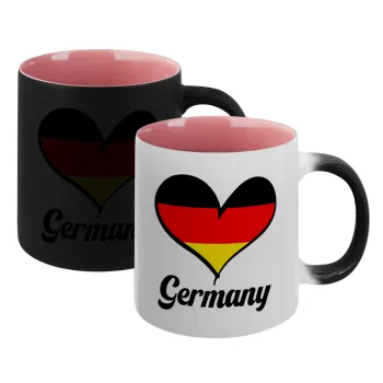 Germany flag, Κούπα Μαγική εσωτερικό ΡΟΖ, κεραμική 330ml που αλλάζει χρώμα με το ζεστό ρόφημα