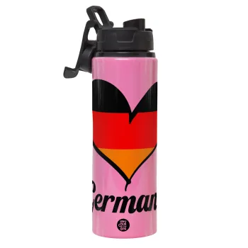 Germany flag, Μεταλλικό παγούρι νερού με καπάκι ασφαλείας, αλουμινίου 850ml