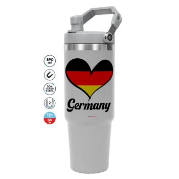 Germany flag, GREY Travel Tumbler with Handle 890ml