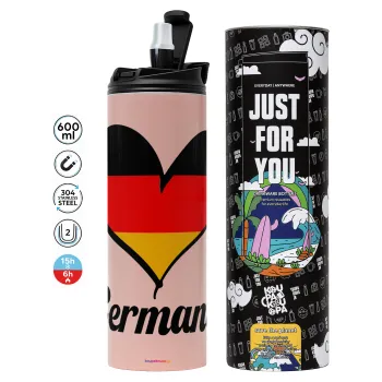 Germany flag, Tumbler stainless steel PINK 600ml
