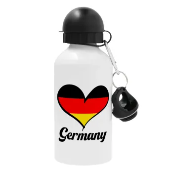 Germany flag, Metal water bottle, White, aluminum 500ml