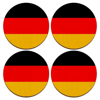 Germany flag, ΣΕΤ x4 Σουβέρ ξύλινα στρογγυλά plywood (9cm)