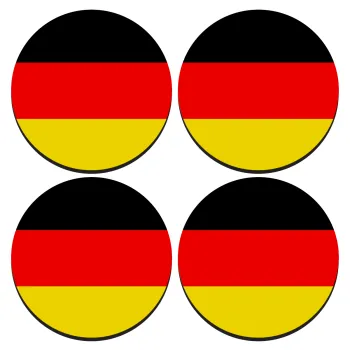 Germany flag, ΣΕΤ 4 Σουβέρ ξύλινα στρογγυλά (9cm)