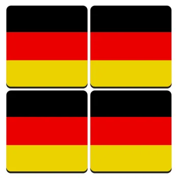 Germany flag, ΣΕΤ 4 Σουβέρ ξύλινα τετράγωνα (9cm)