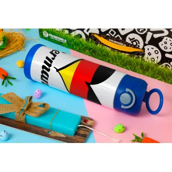 Germany flag, Easter candle, Childrens hot water bottle, stainless steel, with safety straw, BLUE (500ml)