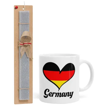 Germany flag, Πασχαλινή Λαμπάδα με Κούπα κεραμική (330ml) & κερί αρωματικό πλακέ (30cm) (ΓΚΡΙ)