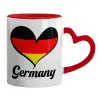 Mug heart red handle, ceramic, 330ml