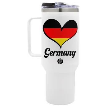 Germany flag, Mega Tumbler με καπάκι, διπλού τοιχώματος (θερμό) 1,2L