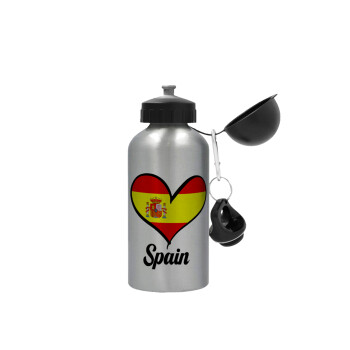 Spain flag, Metallic water jug, Silver, aluminum 500ml