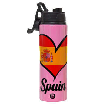Spain flag, Metallic water bottle with safety lid, 850ml aluminum