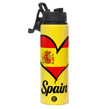 Spain flag, Metallic water bottle with safety lid, 850ml aluminum