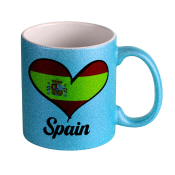 Spain flag, Κούπα Σιέλ Glitter που γυαλίζει, κεραμική, 330ml
