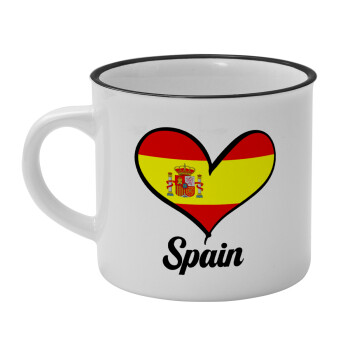 Spain flag, Κούπα κεραμική vintage Λευκή/Μαύρη 230ml
