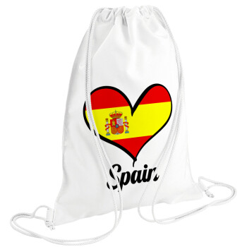 Spain flag, Τσάντα πλάτης πουγκί GYMBAG λευκή (28x40cm)