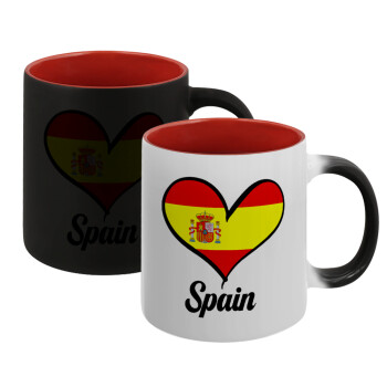 Spain flag, Κούπα Μαγική εσωτερικό κόκκινο, κεραμική, 330ml που αλλάζει χρώμα με το ζεστό ρόφημα (1 τεμάχιο)