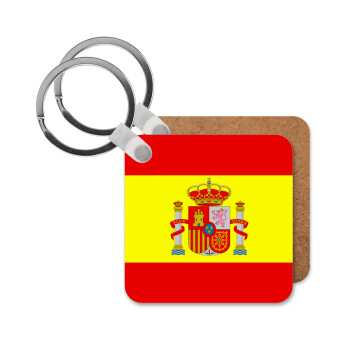 Spain flag, Μπρελόκ Ξύλινο τετράγωνο MDF