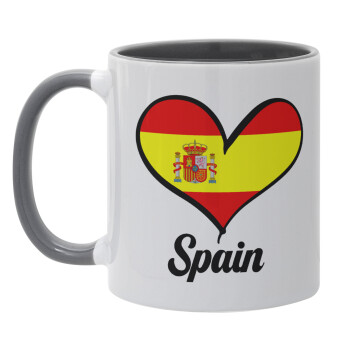 Spain flag, Κούπα χρωματιστή γκρι, κεραμική, 330ml