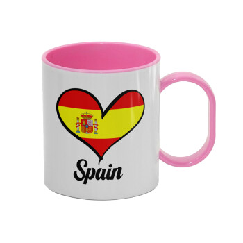 Spain flag, Κούπα (πλαστική) (BPA-FREE) Polymer Ροζ για παιδιά, 330ml