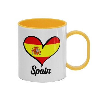 Spain flag, Κούπα (πλαστική) (BPA-FREE) Polymer Κίτρινη για παιδιά, 330ml