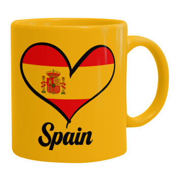 Spain flag, Κούπα, κεραμική κίτρινη, 330ml (1 τεμάχιο)