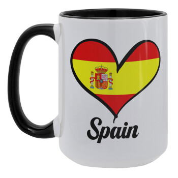 Spain flag, Κούπα Mega 15oz, κεραμική Μαύρη, 450ml