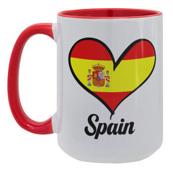 Spain flag, Κούπα Mega 15oz, κεραμική Κόκκινη, 450ml