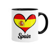 Spain flag, Κούπα χρωματιστή μαύρη, κεραμική, 330ml
