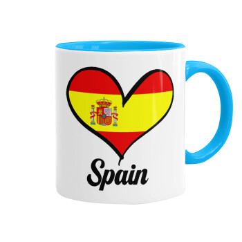 Spain flag, Mug colored light blue, ceramic, 330ml