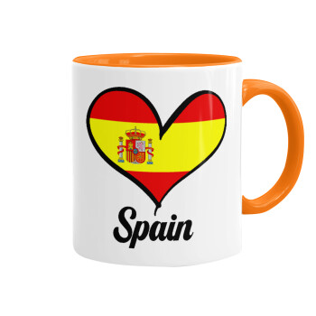 Spain flag, Κούπα χρωματιστή πορτοκαλί, κεραμική, 330ml