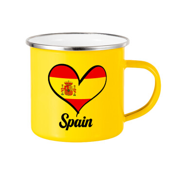 Spain flag, Yellow Enamel Metallic Cup 360ml
