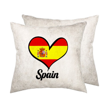 Spain flag, Μαξιλάρι καναπέ Δερματίνη Γκρι 40x40cm με γέμισμα