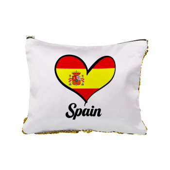 Spain flag, Τσαντάκι νεσεσέρ με πούλιες (Sequin) Χρυσό