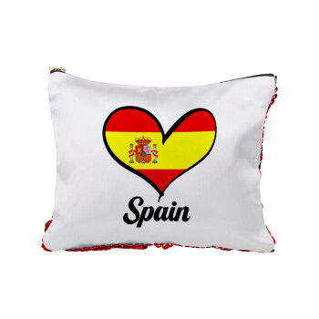 Spain flag, Τσαντάκι νεσεσέρ με πούλιες (Sequin) Κόκκινο