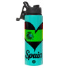 Metallic water bottle with safety lid, 850ml aluminum