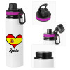 Metallic water bottle with safety lid, 850ml aluminum