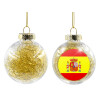 Transparent Christmas tree ball ornament with gold filling 8cm