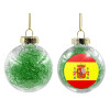 Transparent Christmas tree ball ornament with green filling 8cm