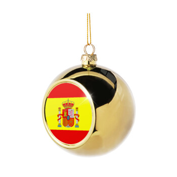 Spain flag, Χριστουγεννιάτικη μπάλα δένδρου Χρυσή 8cm