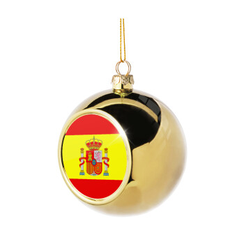 Spain flag, Golden Christmas tree ball ornament 8cm