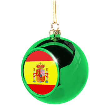 Spain flag, Χριστουγεννιάτικη μπάλα δένδρου Πράσινη 8cm