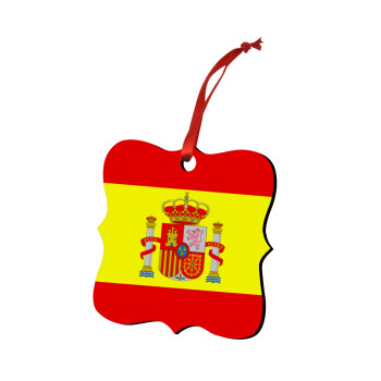 Spain flag, Χριστουγεννιάτικο στολίδι polygon ξύλινο 7.5cm